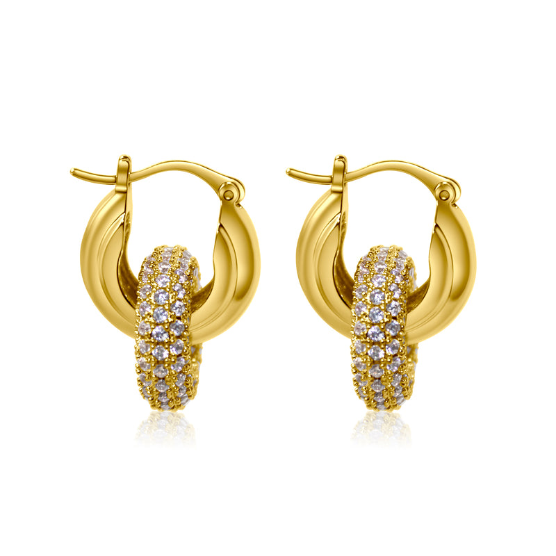 Daphne Pave Earrings - Gold