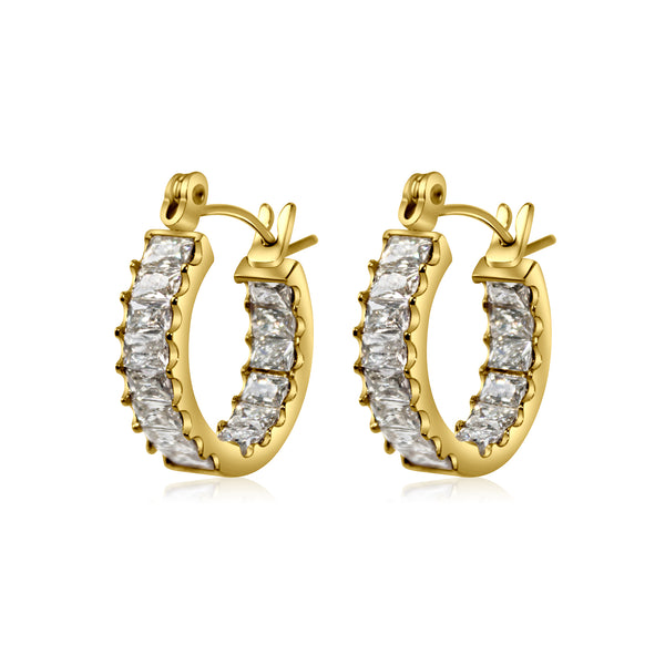 Luna Pave Hoop Earrings - Gold